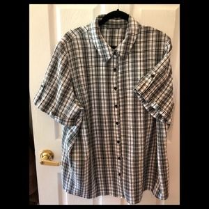 Ladies 3X Seersucker Button Front Camp Shirt